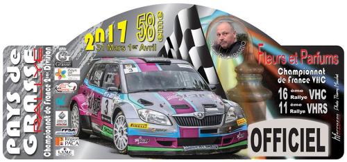 Plaque du Rallye de Grasse 2017 avec une de mes photos de Ricard Bartolini