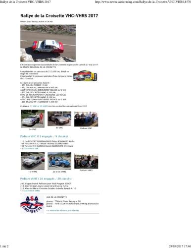 News Classic Racing - Rallye de la Croisette 2017